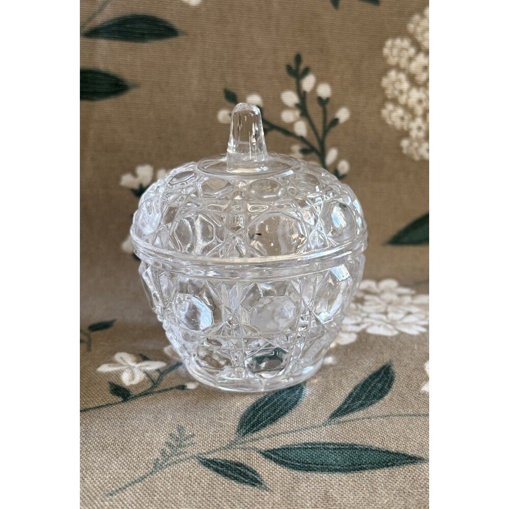 Vintage PbO 24% Lead Crystal Apple or Pumpkin Shaped Covered Trinket Dish Box